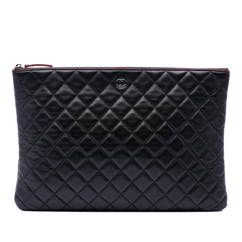 Pre-Loved Chanel Large Quilted Lambskin O Case Clutch